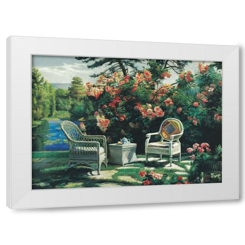In the Garden White Modern Wood Framed Art Print by Unknown