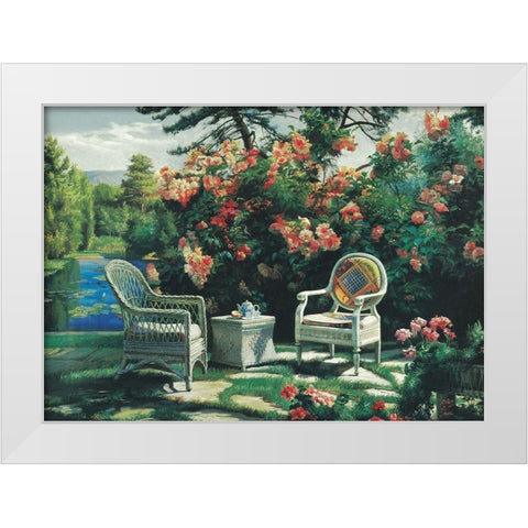 In the Garden White Modern Wood Framed Art Print by Unknown