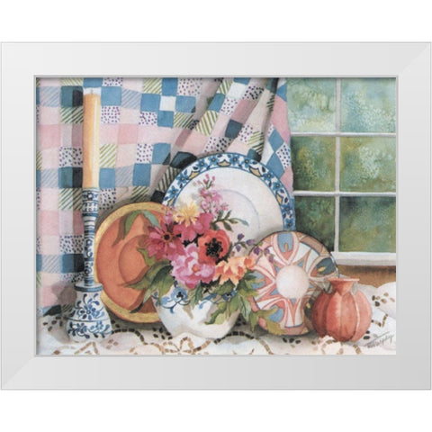 Plates by the Window White Modern Wood Framed Art Print by Unknown