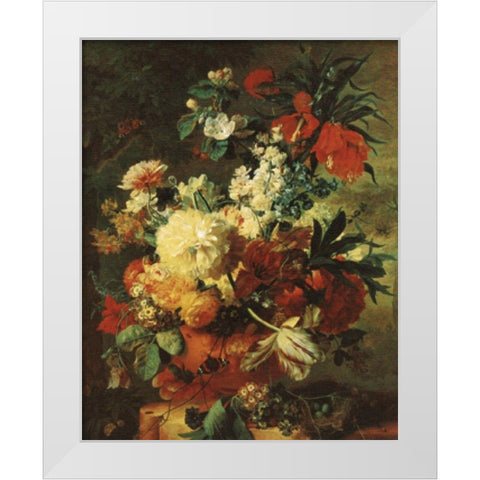 Classic Floral White Modern Wood Framed Art Print by Unknown