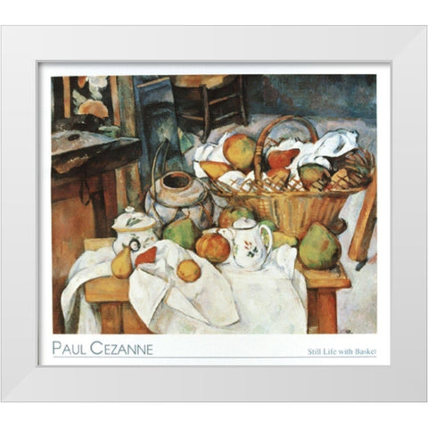Basket White Modern Wood Framed Art Print by Cezanne