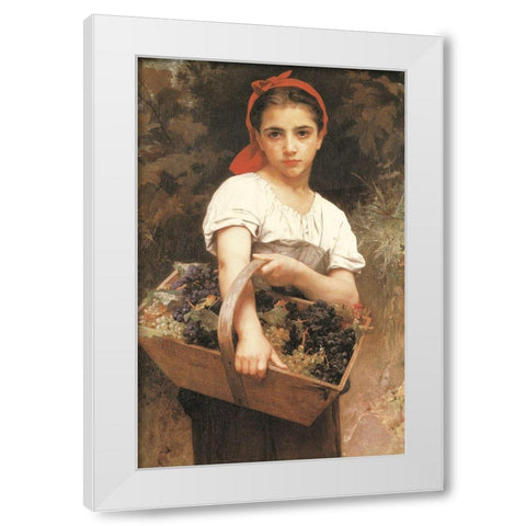 Maiden with Basket White Modern Wood Framed Art Print by Unknown