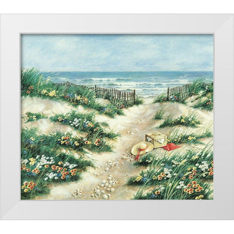 Beach Garden White Modern Wood Framed Art Print by Unknown