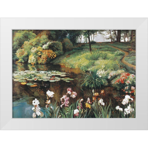 Path by the Lake White Modern Wood Framed Art Print by Unknown
