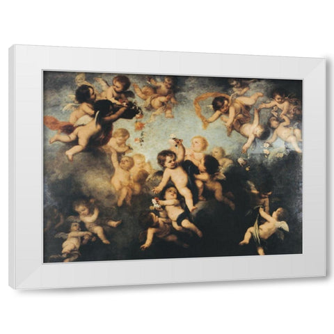 Cherubs White Modern Wood Framed Art Print by Unknown