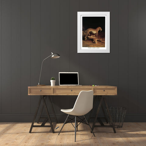 Twp Leopards White Modern Wood Framed Art Print by Agasse, Jacques-Laurent