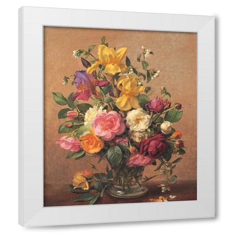 Classic Floral White Modern Wood Framed Art Print by Unknown