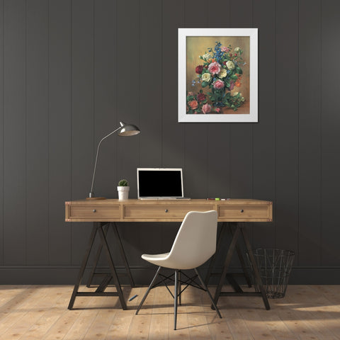 Flowers in Vase White Modern Wood Framed Art Print by Unknown
