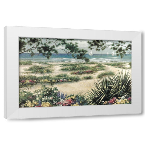 Beach and Sails White Modern Wood Framed Art Print by Unknown