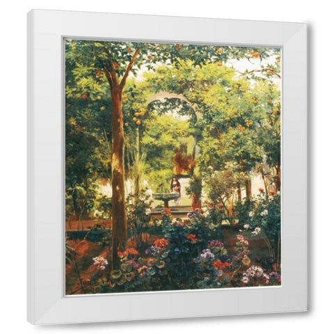 Garden White Modern Wood Framed Art Print by Unknown