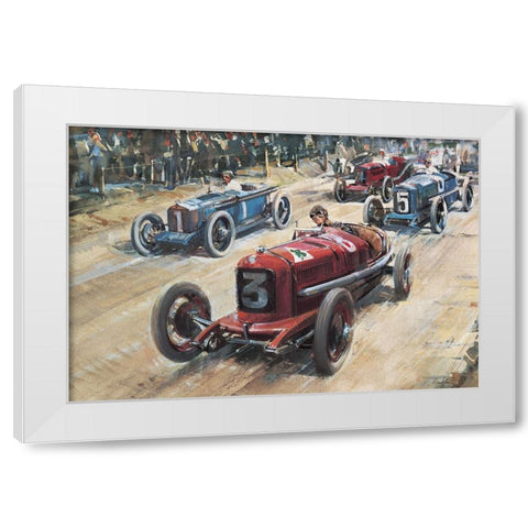 Race Cars 1922 White Modern Wood Framed Art Print by Unknown