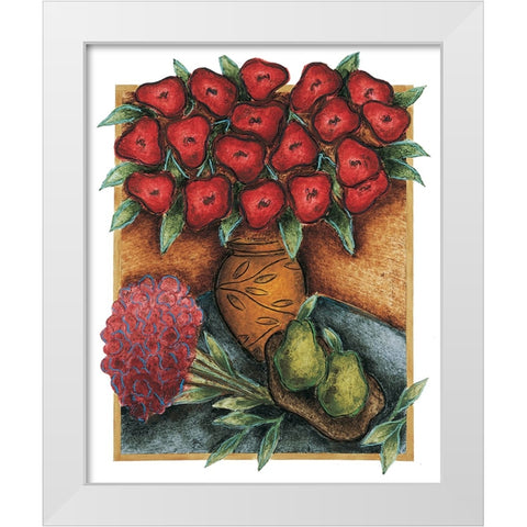 Red Poppies White Modern Wood Framed Art Print by Unknown