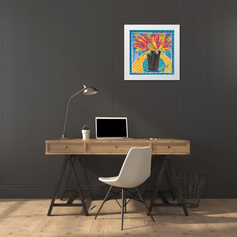 Colorful Vase White Modern Wood Framed Art Print by Unknown