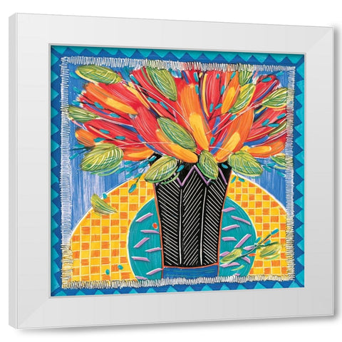 Colorful Vase White Modern Wood Framed Art Print by Unknown