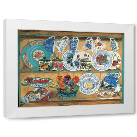 Teacups I White Modern Wood Framed Art Print by Unknown