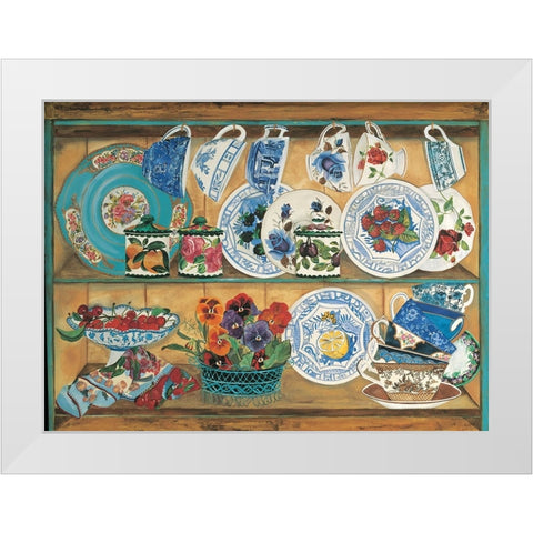 Teacups I White Modern Wood Framed Art Print by Unknown
