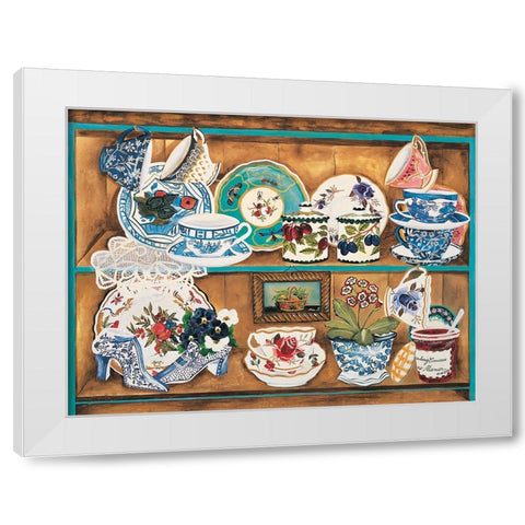 Teacups II White Modern Wood Framed Art Print by Unknown