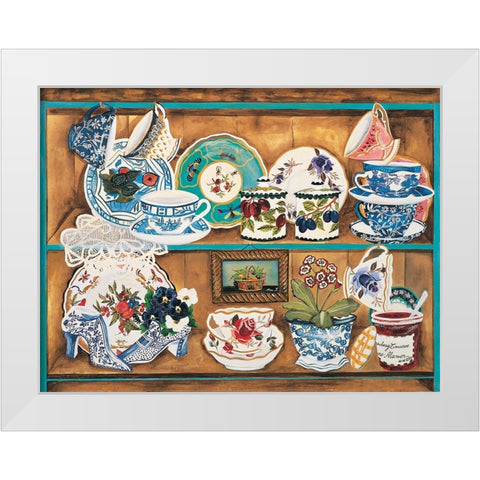 Teacups II White Modern Wood Framed Art Print by Unknown