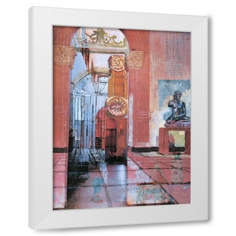 Pink Portico I White Modern Wood Framed Art Print by Unknown
