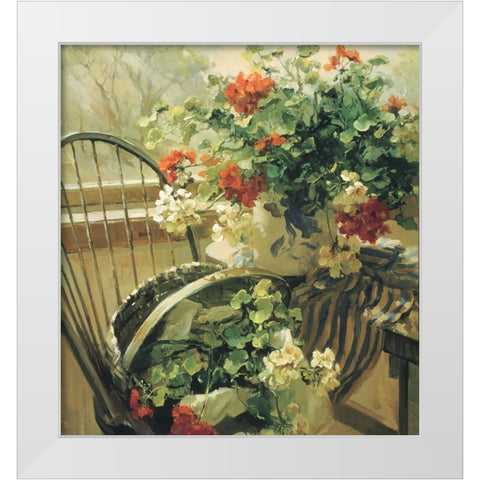 Chair Floral I White Modern Wood Framed Art Print by Unknown