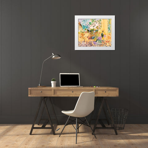 Yellow Room White Modern Wood Framed Art Print by Unknown