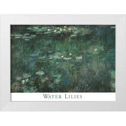 Water Lilies White Modern Wood Framed Art Print by Monet, Claude