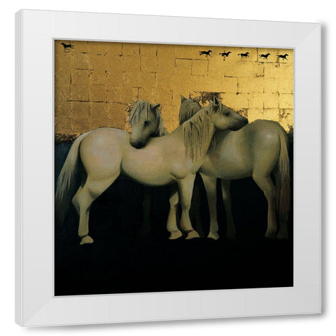 White Horses White Modern Wood Framed Art Print by Unknown