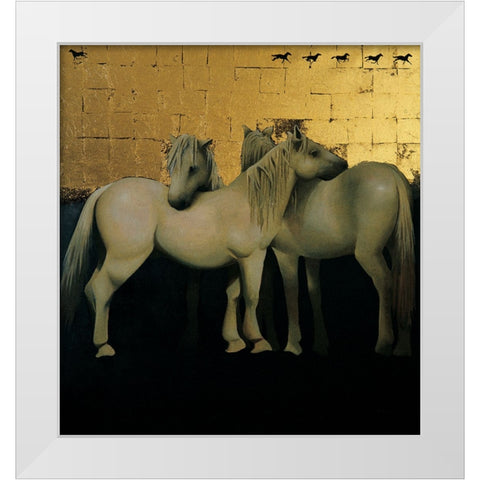 White Horses White Modern Wood Framed Art Print by Unknown
