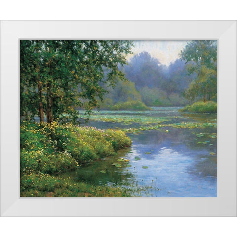 Lilypads White Modern Wood Framed Art Print by Unknown