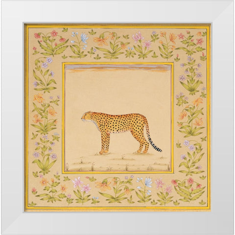 Leopard White Modern Wood Framed Art Print by Unknown