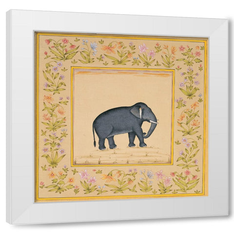 Elephant White Modern Wood Framed Art Print by Unknown