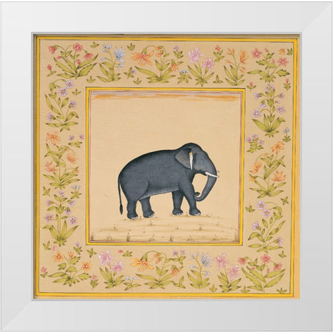 Elephant White Modern Wood Framed Art Print by Unknown