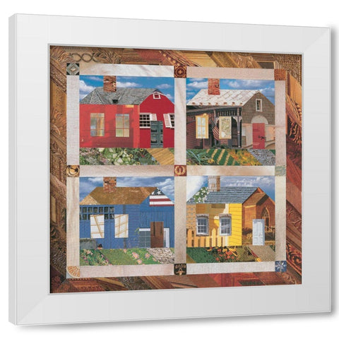 Tapestry of Homes White Modern Wood Framed Art Print by Unknown