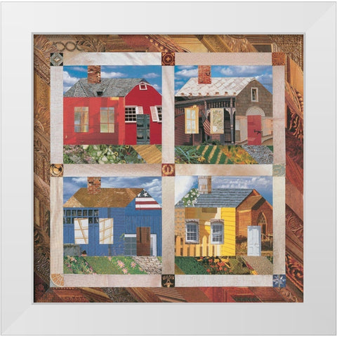 Tapestry of Homes White Modern Wood Framed Art Print by Unknown