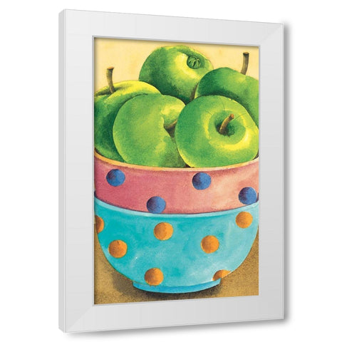 Green Apples White Modern Wood Framed Art Print by Unknown