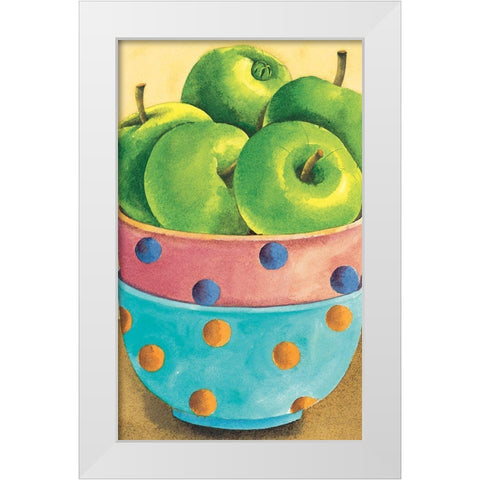 Green Apples White Modern Wood Framed Art Print by Unknown