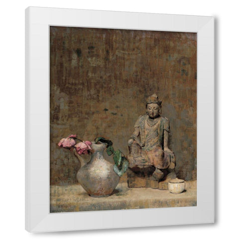Oriental Clay Man White Modern Wood Framed Art Print by Unknown