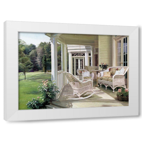 Porch Wicker White Modern Wood Framed Art Print by Unknown