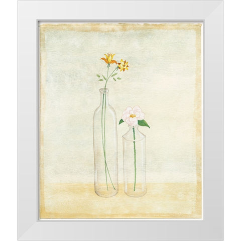 Bottles And Flowers I White Modern Wood Framed Art Print by Unknown
