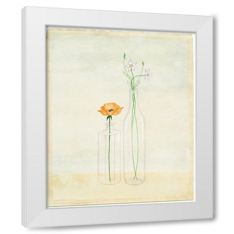 Bottles And Flowers II White Modern Wood Framed Art Print by Unknown