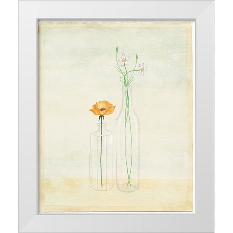 Bottles And Flowers II White Modern Wood Framed Art Print by Unknown
