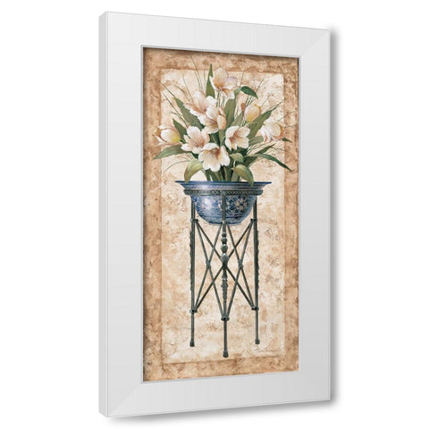 floral Pedestal I White Modern Wood Framed Art Print by Unknown