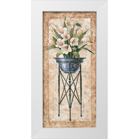 floral Pedestal I White Modern Wood Framed Art Print by Unknown