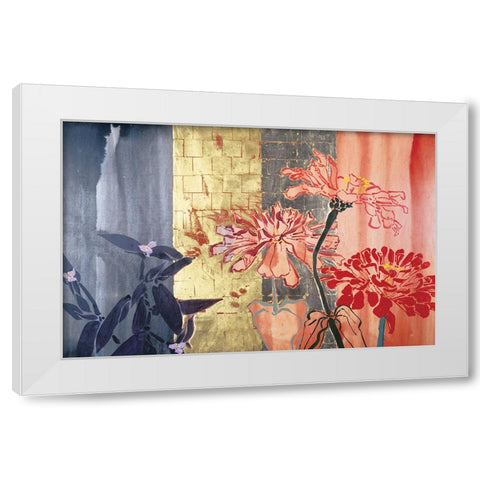 Floral Stencils White Modern Wood Framed Art Print by Unknown