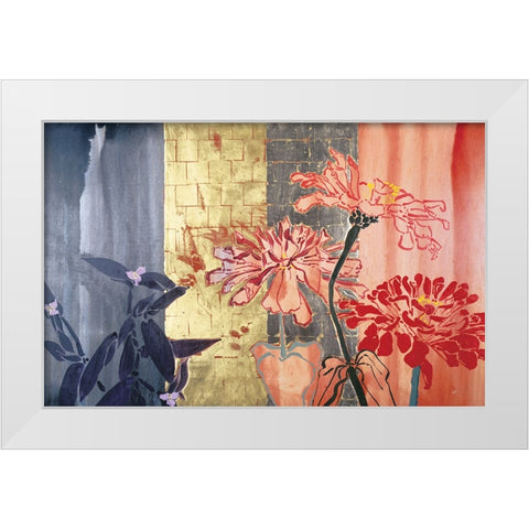 Floral Stencils White Modern Wood Framed Art Print by Unknown