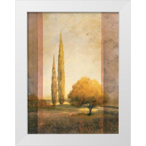 Golden Trees I White Modern Wood Framed Art Print by Unknown
