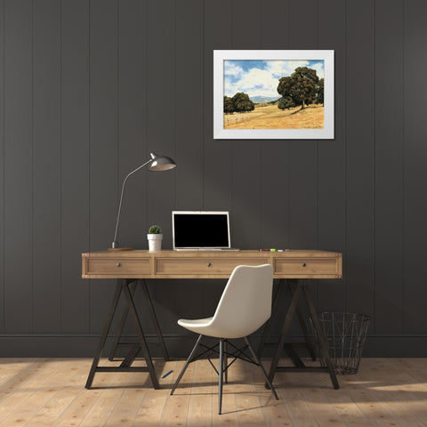 Golden Pasture White Modern Wood Framed Art Print by Unknown