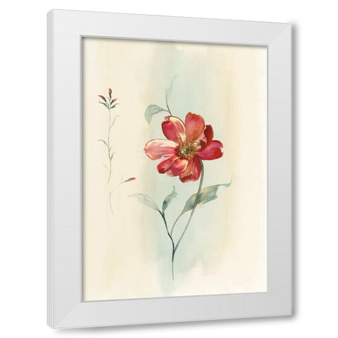 Modern Red Floral White Modern Wood Framed Art Print by Unknown