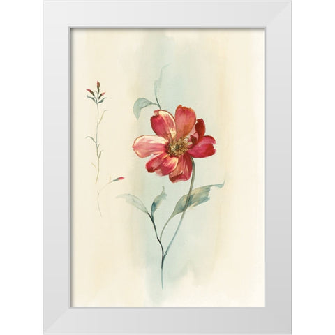 Modern Red Floral White Modern Wood Framed Art Print by Unknown