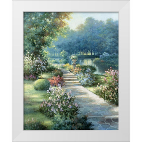 Garden Stone Path I White Modern Wood Framed Art Print by Unknown
